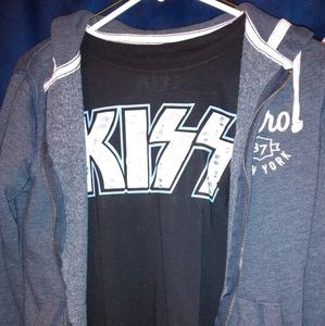 KISS Graphic T-Shirt with Blue Hoodie